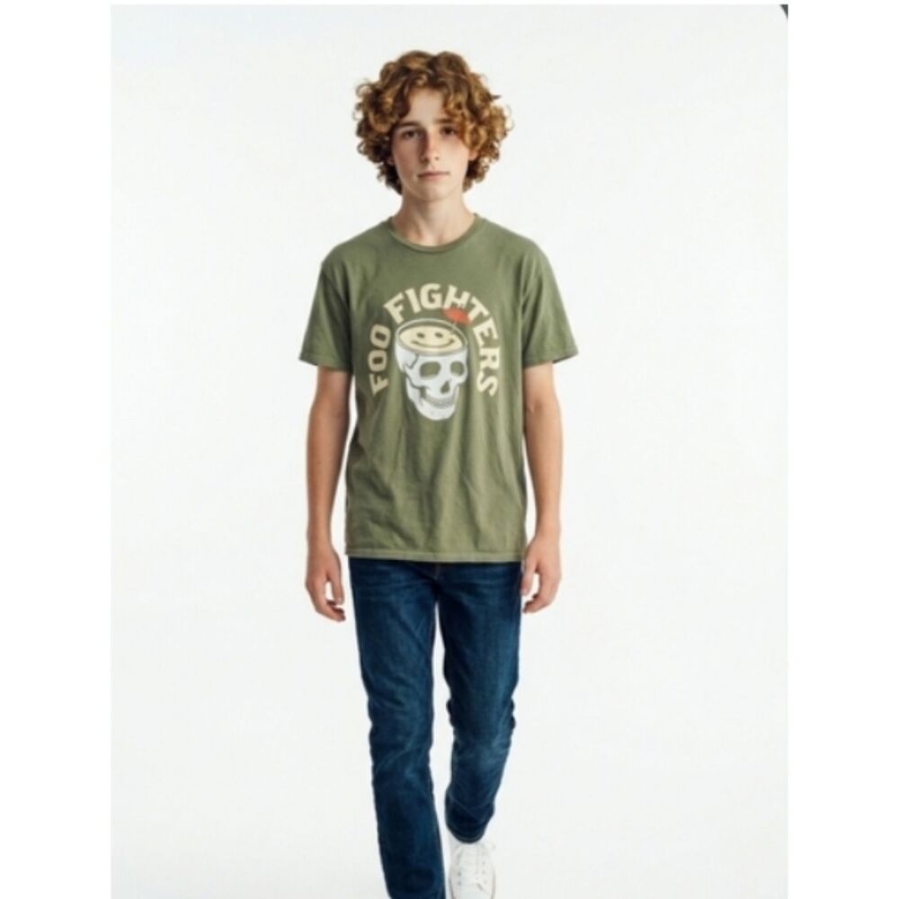 Foo Fighters Olive Green Graphic Tee for Men